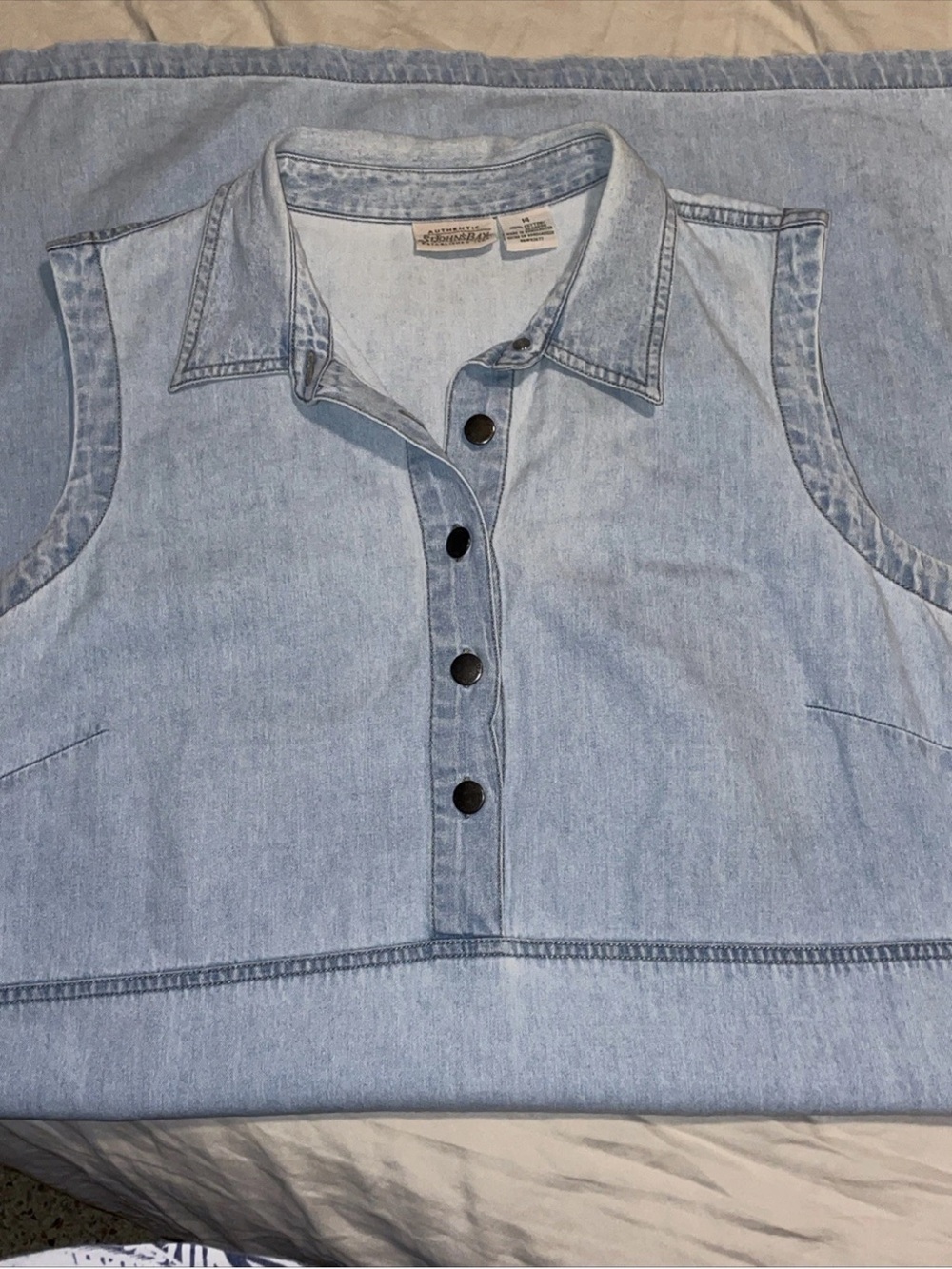 St. John's Bay 14 Light Wash Denim Button-Front Dress - Picture 13 of 15